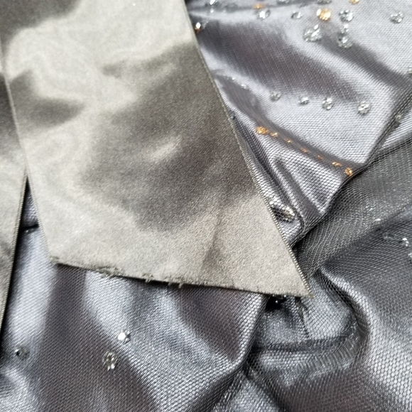 JESSICA McClintock Gunne Sax 7 Gray Glitter Tiered Mini Dress Tulle‎ Ruffles - Picture 4 of 9